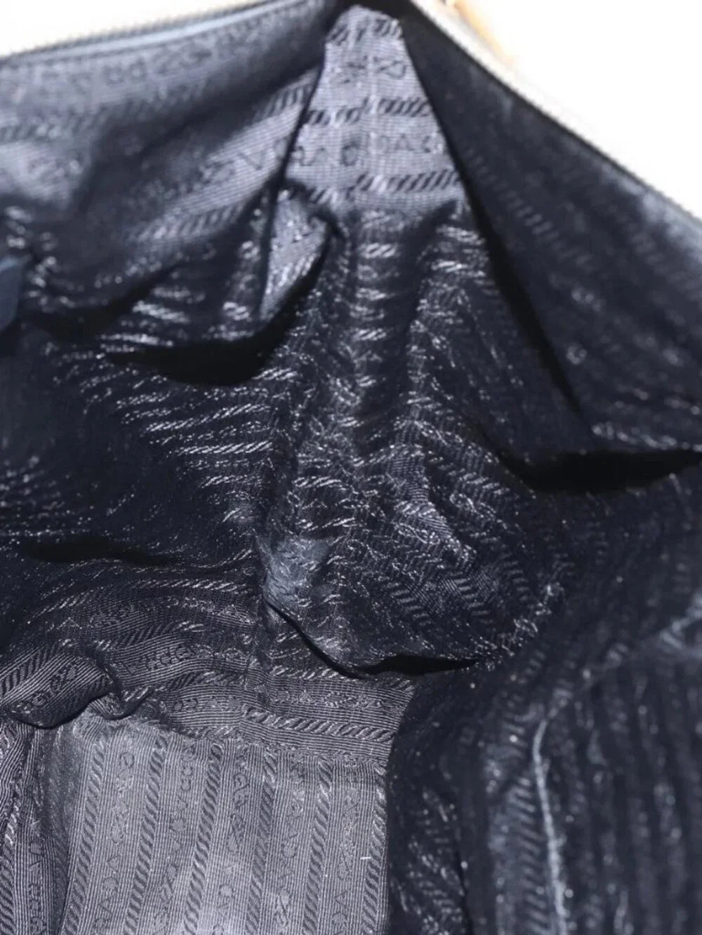 PRADA Tote Bag Nylon Black Gold Auth
